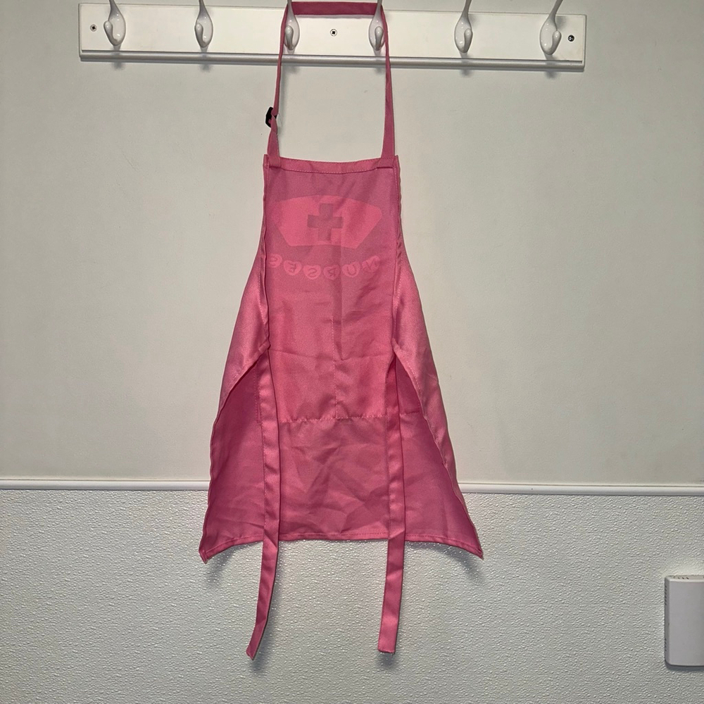Kids Nurse Costume Apron Pink/White One Size Halloween Pretend Play - Picture 5 of 5
